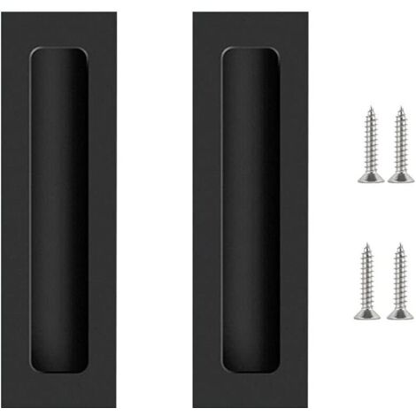 Gotetiso Poignée Porte Coulissante Noire 2 Pièces Poignee de Meuble Poignée de Porte Invisible Poignée deTraction de Porte pour Tiroirs Armoires Coiffeuses Poignée de Meuble 175x42mm
