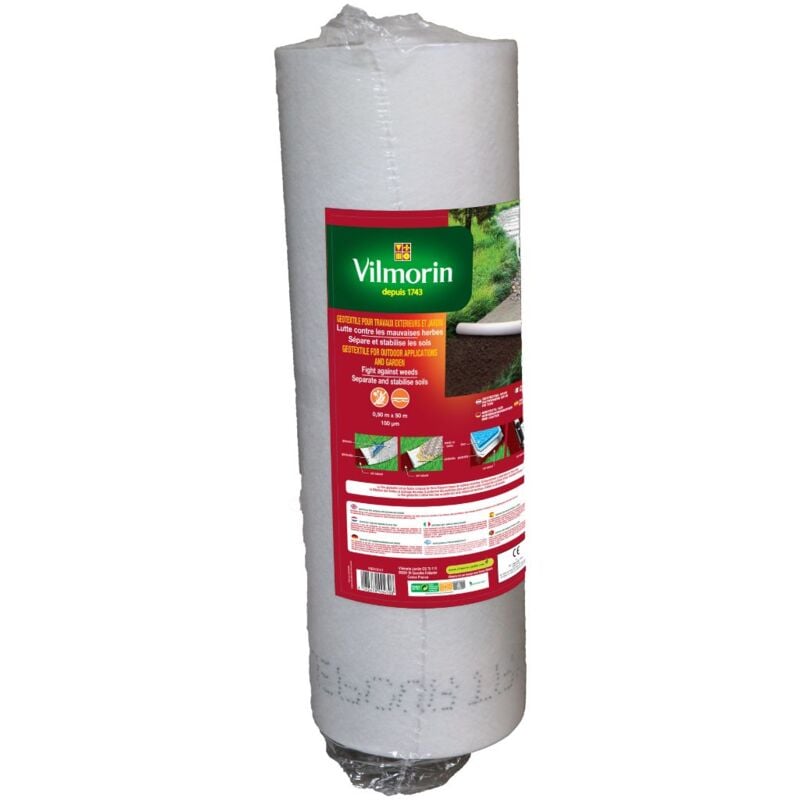 Géotextile Recyclé Travaux Extérieurs - 100 g/m² - 0.5 m x 50 m - Blanc Vilmorin