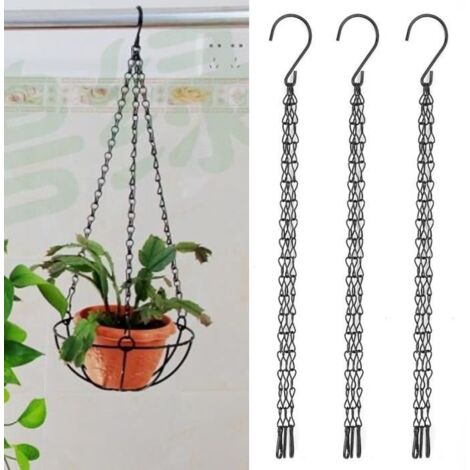 GOTOTOP Chaîne de suspension 3 PCS Jardin Planteur Pot De Fleur Panier De Remplacement En Fer Suspendu Chaîne + Crochets Ensemble