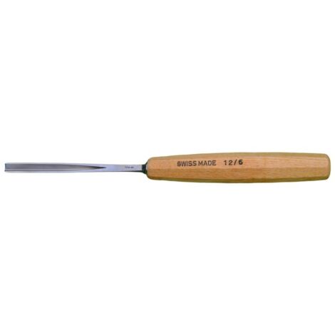 Gouge de sculpteur en V (burin) 6 mm, manche bois - EMILE PEYRON - 16126