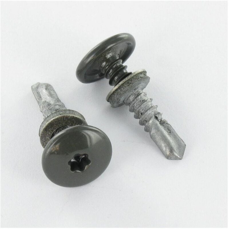 Vis autoperceuse Tête cylindrique bombée TCB TORX T25 5.5X26 +EPDM Bimétal RAL7022 gris tarre d"ombre-100 pièces