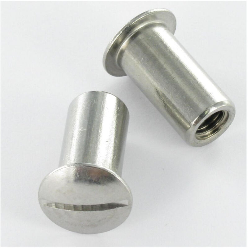Ecrou Relieur Tête bombée Fendue M4/14 6X16 Diamètre de tête: 9 Inox A4-30 pièces