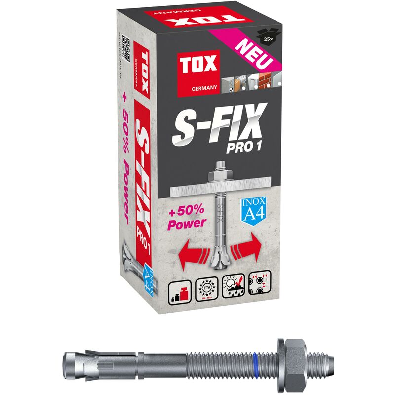 Goujon S-Fix Pro 1 A4 M12x120/20 mm