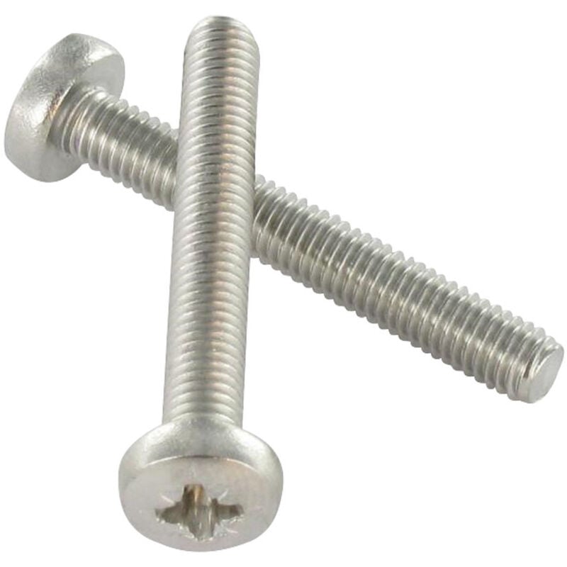 Vis métaux Tête cylindrique large tcl Pozi N°3 M6X90 Inox A4-100 pièces