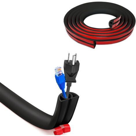 Goulotte Cache Câble - 1 pièce, Goulotte Cache Câble Autocollante 20×10mm×3m Semi-Circulaire - Noir, Pour Câbles Domestiques