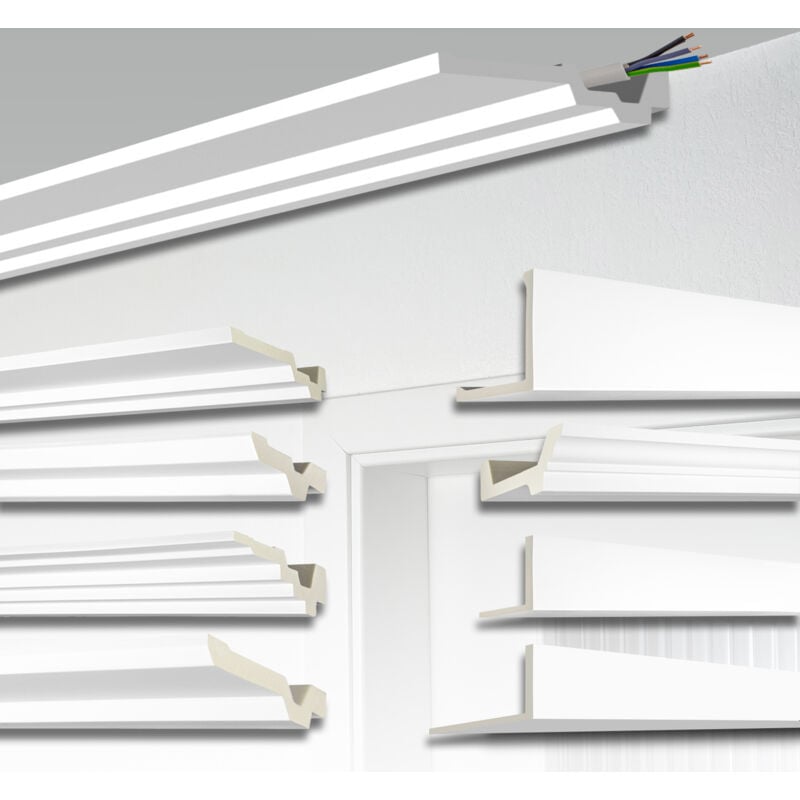 Goulotte de 2 mètres et couvercle de tuyau, tous les modèles - pu stucco antichoc - Perfect: AB173 - 165x30mm