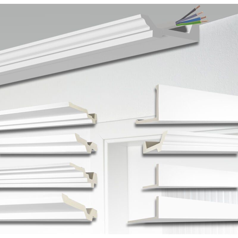 Goulotte de 2 mètres et couvercle de tuyau, tous les modèles - pu stucco antichoc - Perfect: AB179 - 155x45mm
