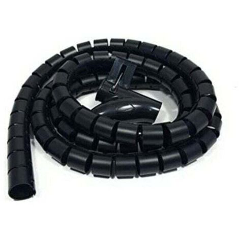 Goulotte de câbles de bureau 3 m, gaine de protection de câbles, tube d'enroulement de stockage, gaine spiralée flexible, convient pour câble de 22 mm - noir