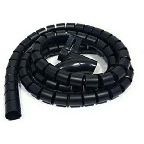 Goulotte de câbles de bureau 3 m, gaine de protection de câbles, tube d'enroulement de stockage, gaine spiralée flexible, convient pour câble de 22 mm - noir