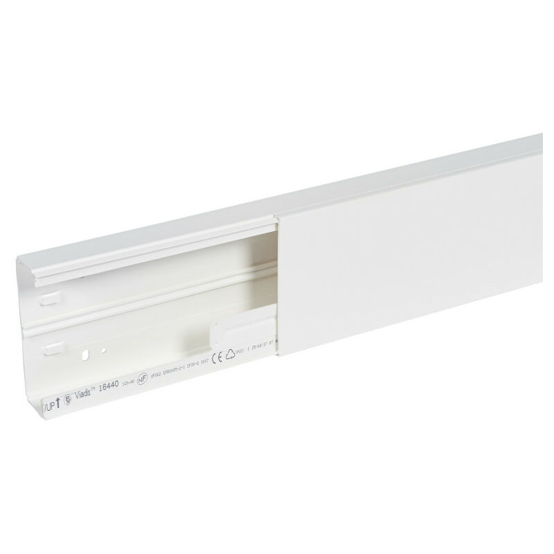 Goulotte distribution Viadis 120x40mm-Fond+couvercle-1 compart-Longueur 2m-Blanc (16440)
