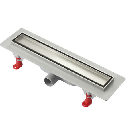 Goulotte de douche CARRELABLE siphon GRAVITATIONNEL profil INOX 398 mm