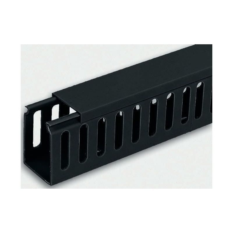 Rs Pro - Goulotte à fentes latérales fermées de 40 mm x 60mm x 2m, Fermé, en pvc Noir ( Prix pour Paquet de 8 )