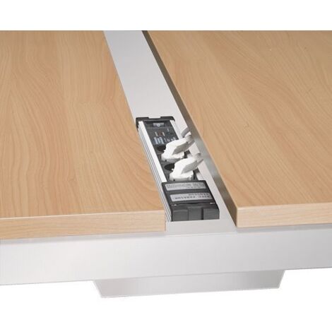 Goulotte passe-câbles horizontale 60 cm – Fixation entre plateaux – Gestion discrète des câbles – Blanc – Team line