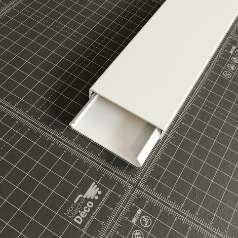 Goulotte TV Cache-Câble Adhésive Carrée PVC - L. 1,20 m - Blanc