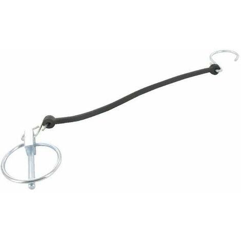 Goupille clip de sécurité acier diamètre 11mm avec cordon caoutchouc et crochet de fixation en S