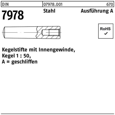 Goupille conique ISO 8736 filet femelle A 6x 50 acier Cône 1:50 25 pièces