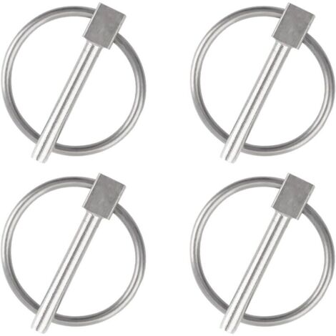 Goupille de sécurité, 4PCS Dia 4mm Acier inoxydable Goupille de sécurité ronde Goupille de verrouillage de remorque Goupille de fixation de Lynch pour piste Ferme Pelouse