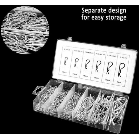 Goupilles Fendues, 150 Pcs Goupilles Fendues Acier Peuvent Être Appliqués aux Voitures Remorques Échafaud, Goupille en r Existe 6 Tailles Différentes avec Boîte en Plastique-Fei Yu