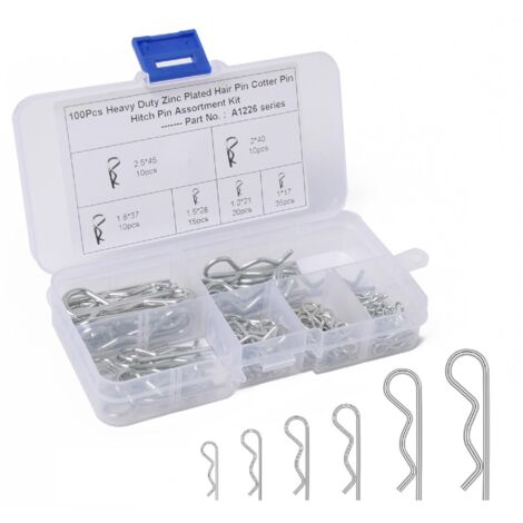 Goupilles Fendues en Acier Inoxydable,Goupille D'Attelage à Ressort,Goupilles Fendues Retenant 100PC Assortiment de Goupilles à Ressort pour Voitures Mécaniciens Équipement de Puissance,etc