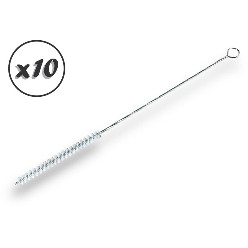 Kibros - Goupillon nylon multifonction Diamètre 7 mm Garnissage 80 mm Manche Torsadé 250 mm - Quantité x10 - ø 7 mm - nylon