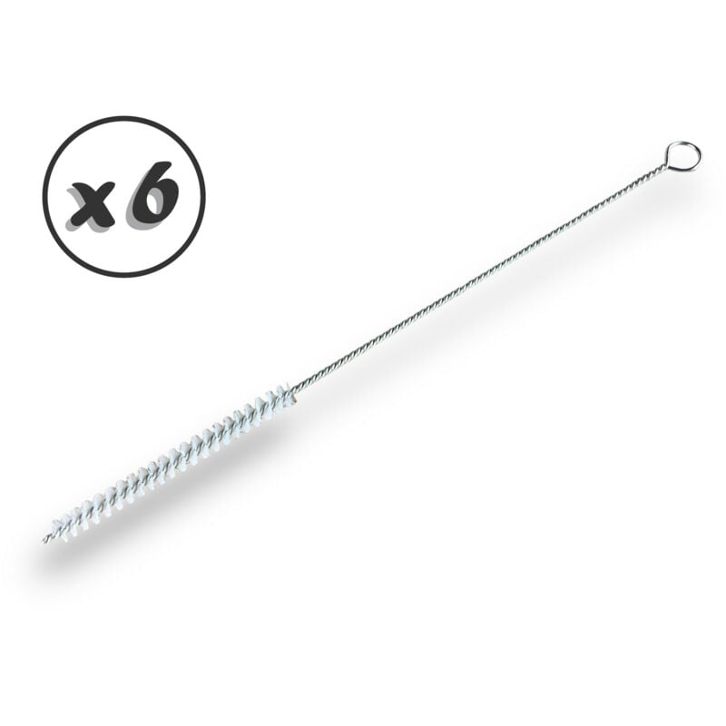 Kibros - Goupillon nylon multifonction Diamètre 7 mm Garnissage 80 mm Manche Torsadé 250 mm - Quantité x 6 - ø 7 mm - nylon