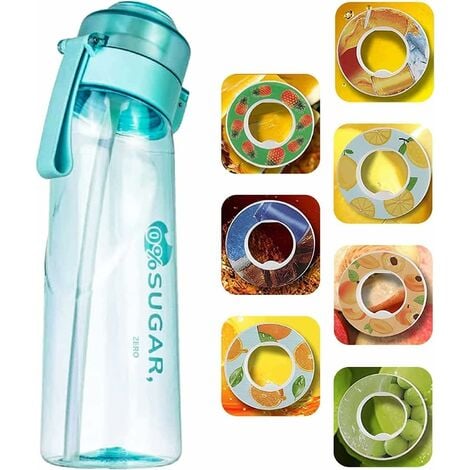 AUTRES Gourde 650 ml - Avec 7 capsules d'air, anti-fuite pour gym, course, extérieur (Noir, tasse uniquement)