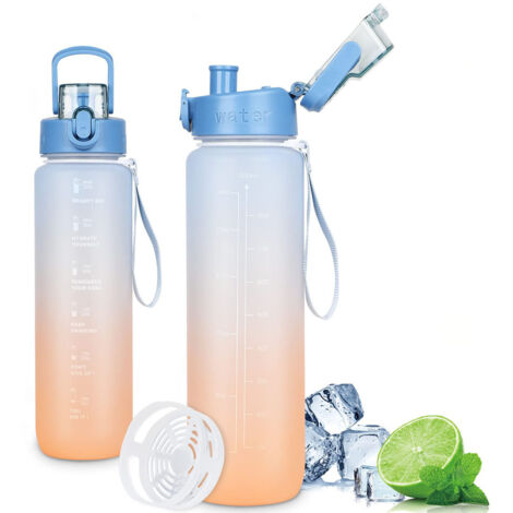 Gourde de 1 litre pour boisson sportive, idéale pour le fitness, la randonnée et les activités de plein air.