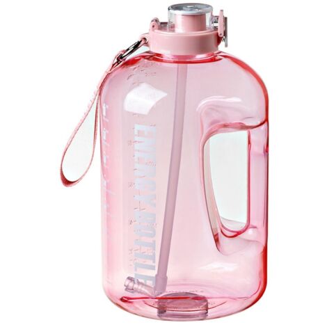Gourde de sport transparente rose réutilisable sans BPA pour école, sport et déplacement quotidien