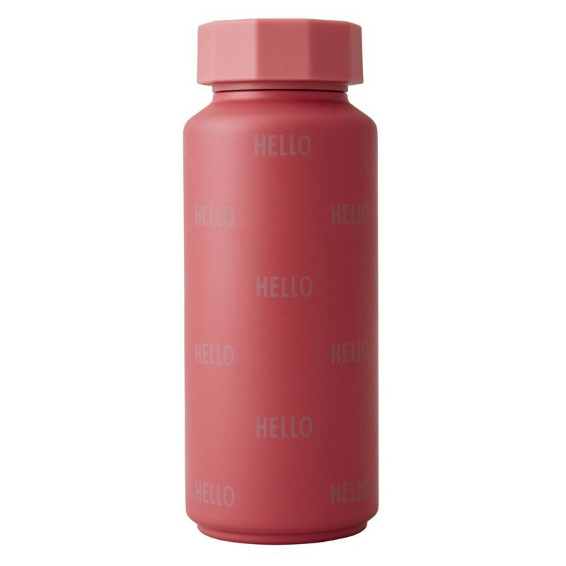 Gourde isotherme 500ml unie Design Letters Hello rouge
