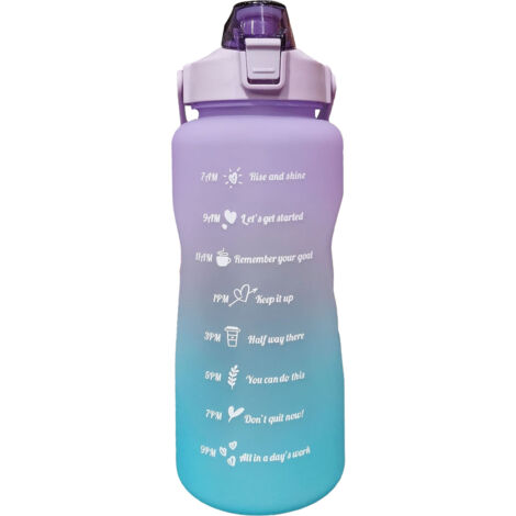 Gourde Sport 2000ml Anti-Fuite avec Poignée, Échelle Transparente et Ouverture à Une Main, Dégradé Violet Givré