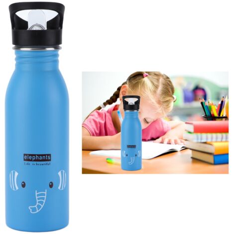 Gourde Sport 500ml Gourde Isolée en Acier Inoxydable 304 Blue Elephant Gourde Anti Fuite pour Sports et Loisirs