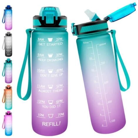 Gourde Sport - Non spécifié - 1 Litre - Paille en silicone - Filtre - Marqueur de temps