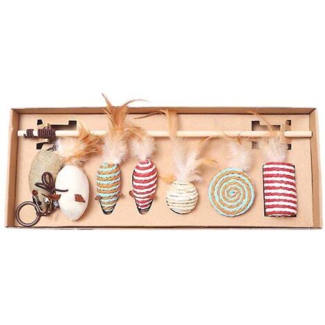 Gourdin pour chat Jouet pour chat Simulation de plumes Gourdin en bois pour souris Gourdin pour chat