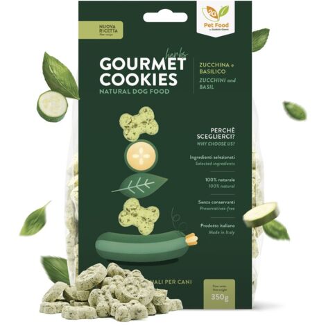 Gourmet Cookies Herbs biscotti artigianali per cani con zucchina e basilico - formato 350g