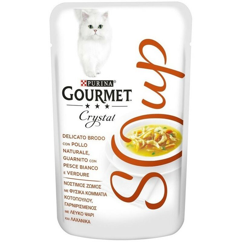 Gourmet - Soupe de Cristaux Gourmande au Poulet, Poisson Blanc et Légumes Purina 40 grammes