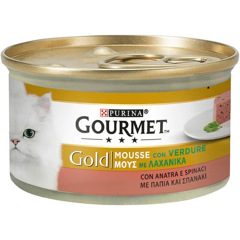 Gold Mousse pour Le Chat, avec Canard et Un Tocco d'épinards, 85 g ? Lot de 24 pièces - Gourmet