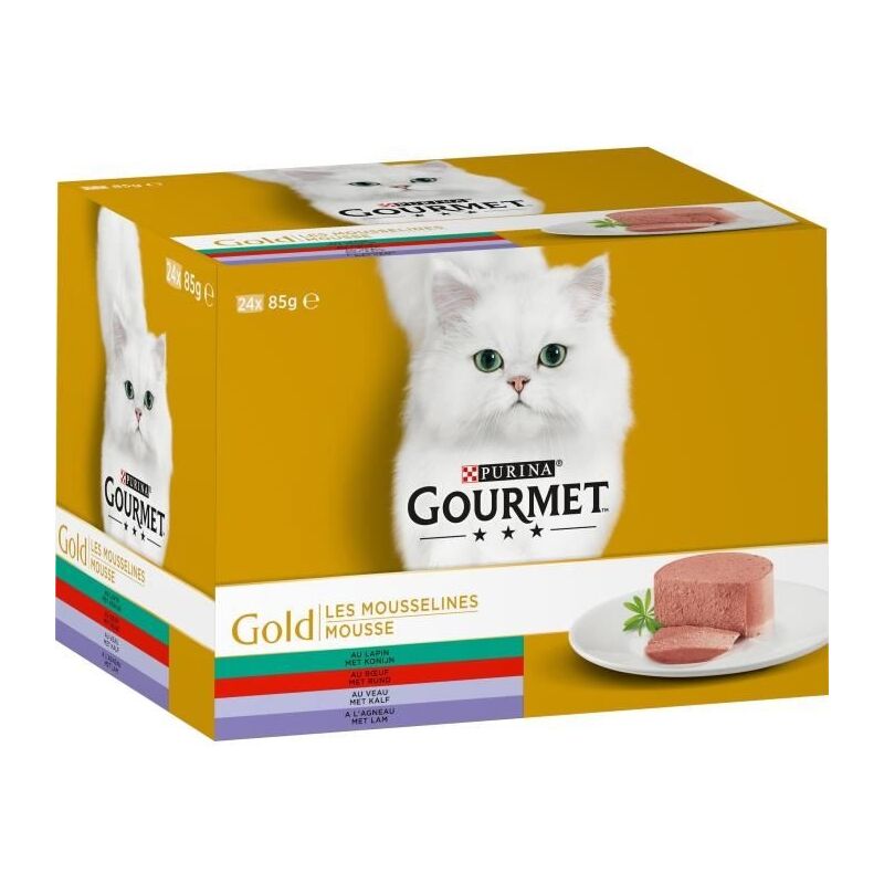 GOLD BOÎTES LES MOUSSELINES - 24 X 85 G - CHAT ADULTE 5119920 - Gourmet