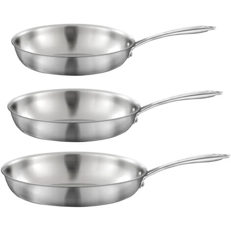 CUISINOX Gourmet - Lot de 3 poêles inox 24-28-32cm