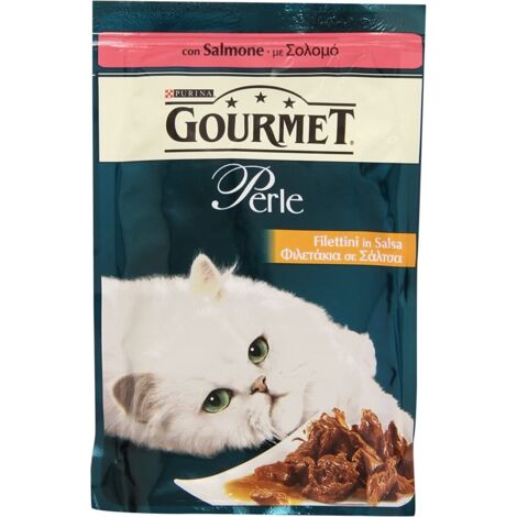 gourmet perle - alimento umido per gatto, filettini in salsa con salmone.