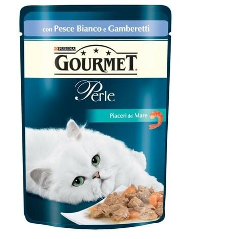 IPERBRIKO Gourmet Perle Pleasures of the Sea mit weißem Fisch und Purina -Garnelen 85 Gramm