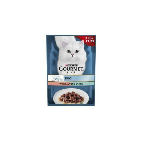 Gourmet Perle Salmon and Saithe Mini Fillets In Gravy Wet Ca - 85g - 813574