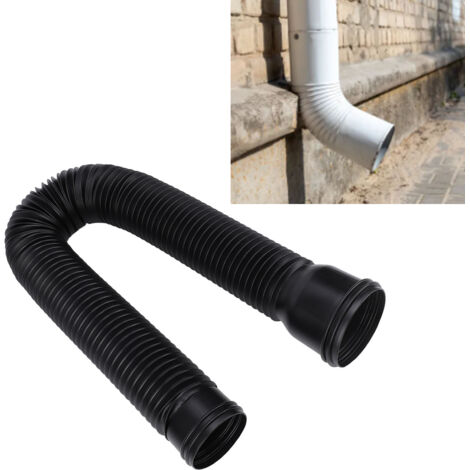 Goutte d'Eau Flexible et Extensible pour Drainage Extérieur - Rain Gutter Extension - PE Épaissi - Taille 20-59in - Noir - Avec Connecteur et Vis