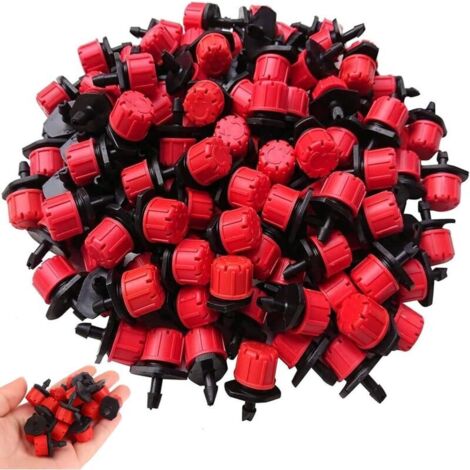 Goutteur d'irrigation,100 Pcs Goutteur Irrigation Réglable,Goutte à Goutte Dripper Micro Flow Drip Head,pour Parterres de Fleurs,Jardins,Pelouse à Plante,Rouge