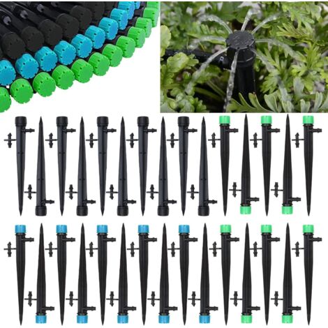 Goutteur Irrigation - 100 Pièces - Plastique - Débit Réglable 360 Degrés - Jardin Potager Serre - Noir Bleu Vert