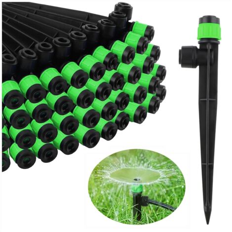 Goutteur Irrigation - 100 Pièces - Plastique PP - Débit Réglable 360 Degrés - Jardin Serre Potager - Vert - Tube 4mm/7mm