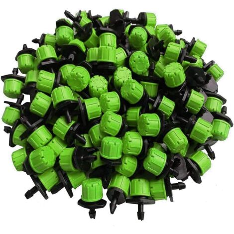 Goutteur Irrigation - 100 Pièces - Plastique Vert - Débit Réglable - Jardin Serre Potager - 4mm 7mm