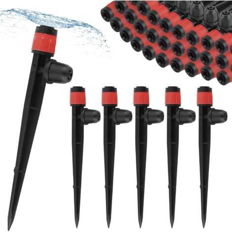 Goutteur Irrigation - 50 Pièces - Plastique - Réglable 360 Degrés - Jardin Potager Serre - 14 Cm Rouge