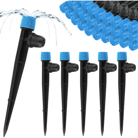 Goutteur Irrigation - Lot de 50 - Plastique - Réglable 360 Degrés - Jardin Pelouse Serre - Bleu
