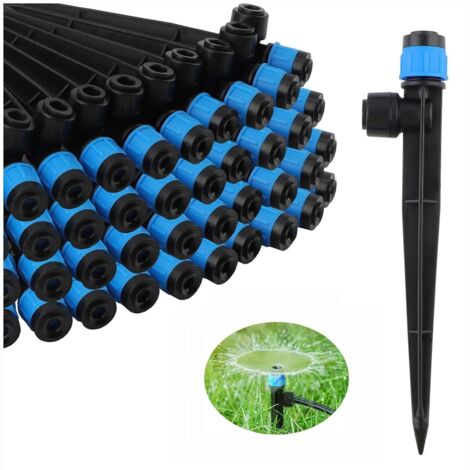 Goutteur Irrigation Réglable - 100 Pièces - PP - Débit Variable 360 Degrés - Jardin Serre Potager - Bleu - Tuyau 4mm/7mm