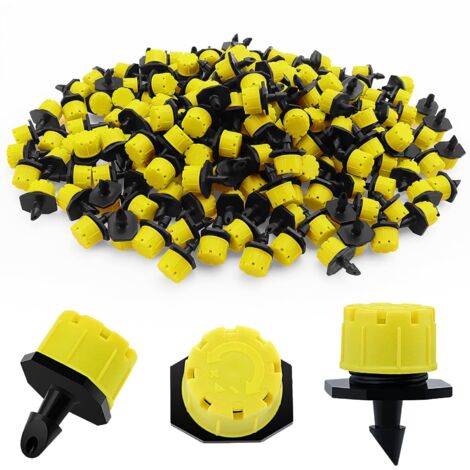 Goutteur Irrigation Réglable - 200 Pièces - PP Jaune - Débit 0-70 L/h - Jardin Serre Pelouse - Interface 4mm